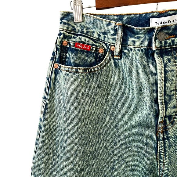 Teddy Fresh High-Rise Straight-Leg Acid Wash Jeans In Vintage Green Size 29 - Picture 3 of 15